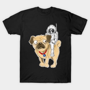 Astronaut riding a pug dog T-Shirt